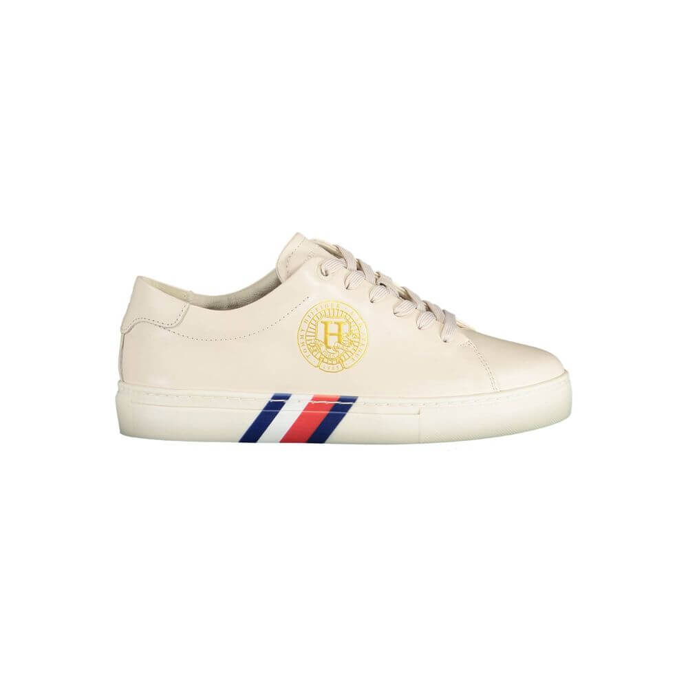 Tommy Hilfiger Beige Leather Women Sneaker $269.00 Tommy Hilfiger Luzworld