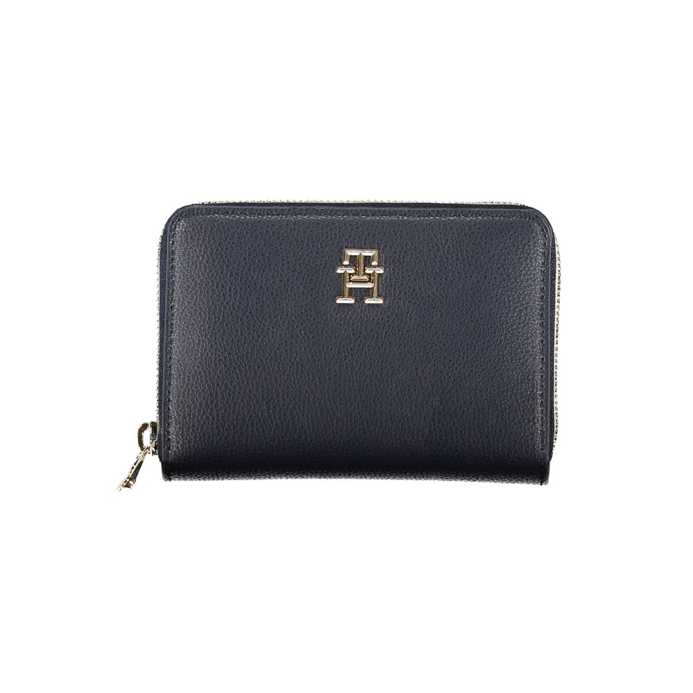 Tommy Hilfiger Sleek Blue Multipurpose Wallet with Zip Closure $182.00 Tommy Hilfiger Luzworld