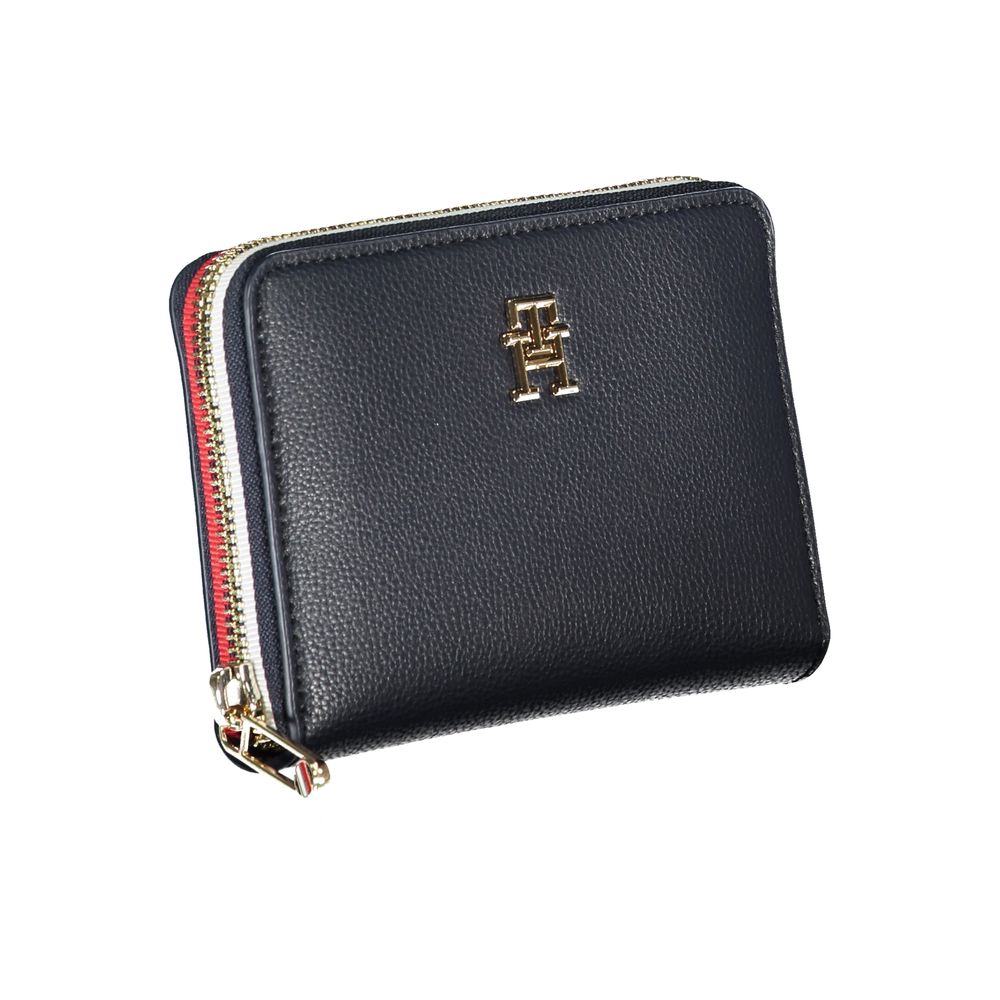 Tommy Hilfiger Sleek Blue Multipurpose Wallet with Zip Closure $182.00 Tommy Hilfiger Luzworld
