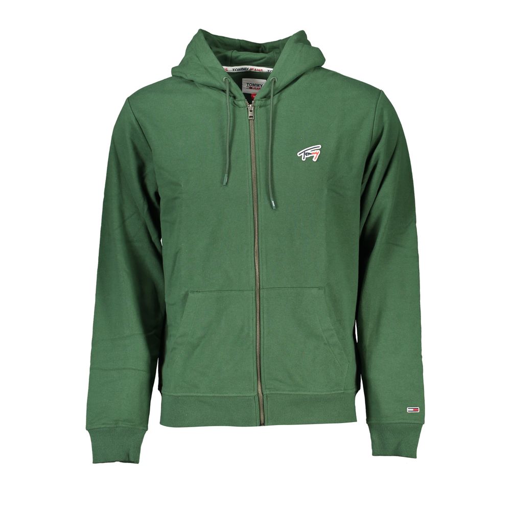 Tommy Hilfiger Green Cotton Men Sweater with Hood $265.00 Tommy Hilfiger Luzworld
