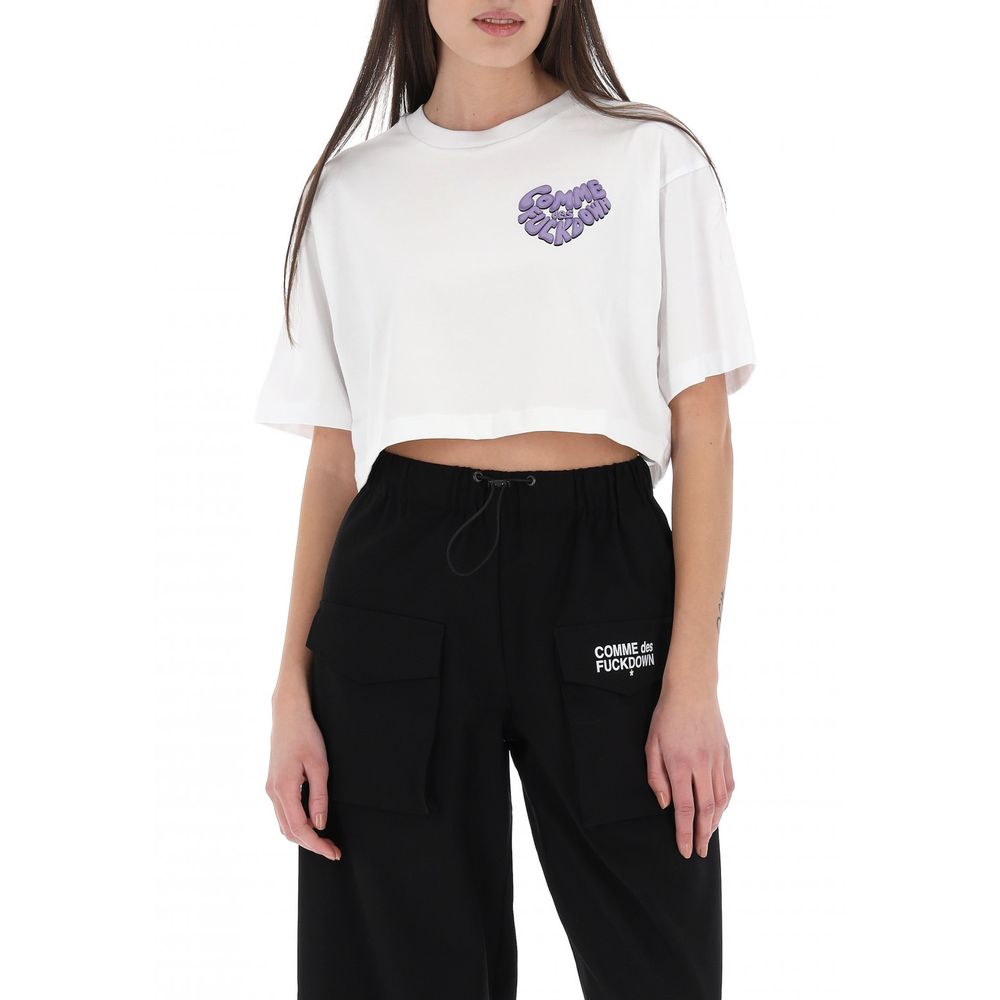 Comme Des Fuckdown White Cotton Women T-Shirt $137.00 Comme Des Fuckdown Luzworld