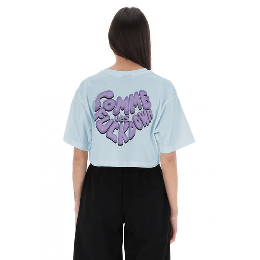Comme Des Fuckdown Blue Cotton Women T-Shirt $137.00 Comme Des Fuckdown Luzworld