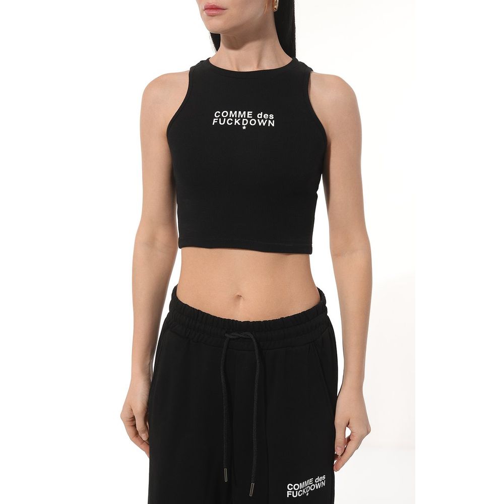 Comme Des Fuckdown Black Cotton Women Cropped Top $128.00 Comme Des Fuckdown Luzworld