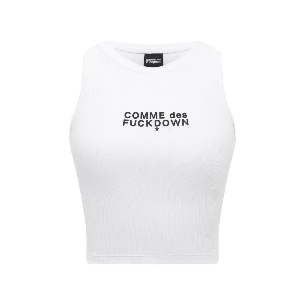 Comme Des Fuckdown White Cotton Women Cropped T-Shirt $128.00 Comme Des Fuckdown Luzworld