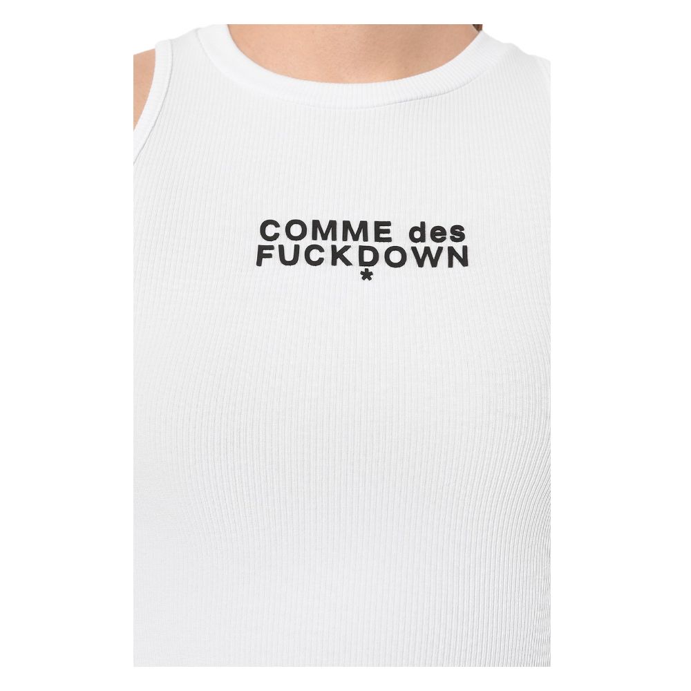 Comme Des Fuckdown White Cotton Women Cropped T-Shirt $128.00 Comme Des Fuckdown Luzworld