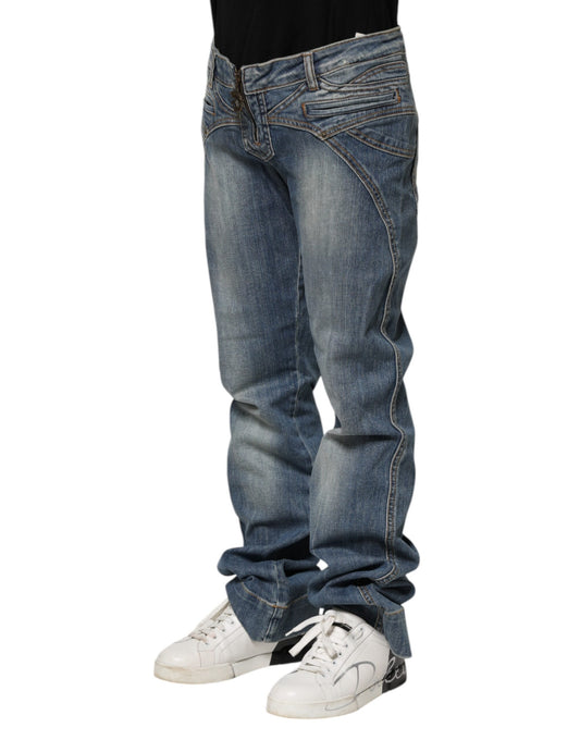 Just Cavalli Blue Washed Straight Fit Men Denim Jeans $506.00 Just Cavalli Luzworld