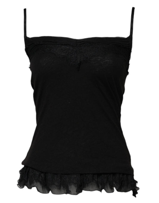 Scervino Street Black Wool Sleeveless Square Neck Tank Top $260.00 Scervino Street Luzworld