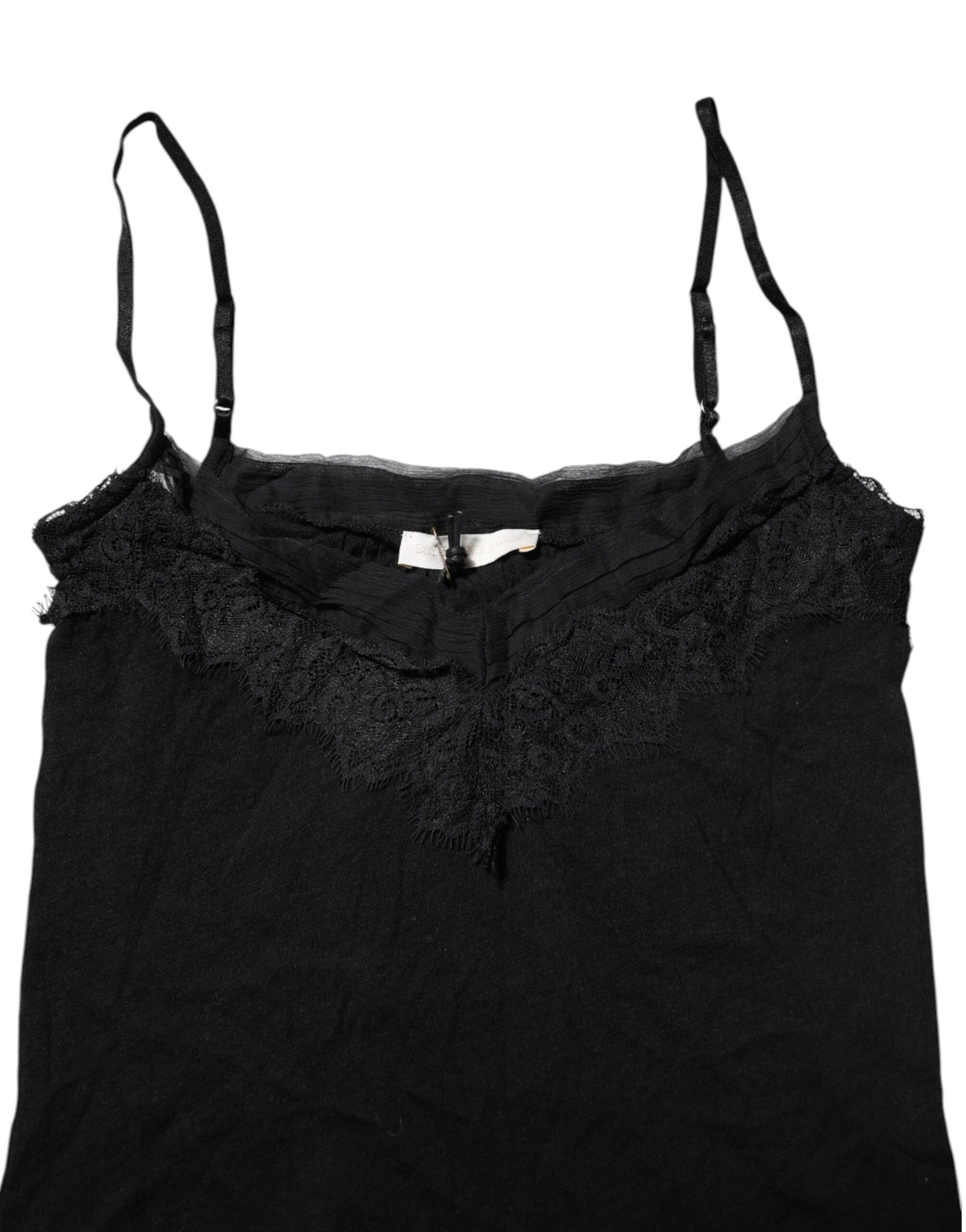 Scervino Street Black Wool Sleeveless Square Neck Tank Top $260.00 Scervino Street Luzworld