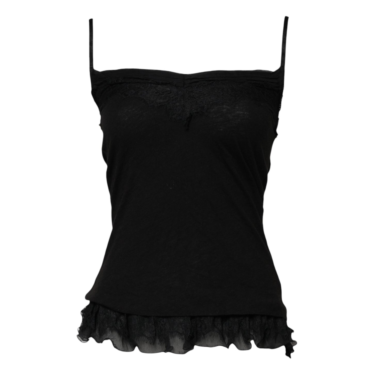Scervino Street Black Wool Sleeveless Square Neck Tank Top $260.00 Scervino Street Luzworld