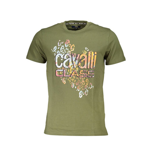 Cavalli Class Green Cotton T-Shirt $176.00 Cavalli Class Luzworld