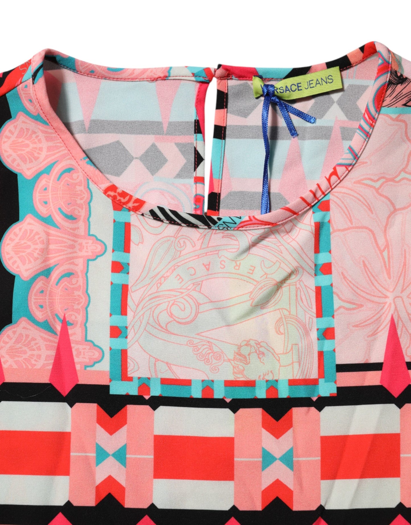 Versace Jeans Multicolor Print Short Sleeves Women Blouse Top $594.00 Versace Jeans Luzworld