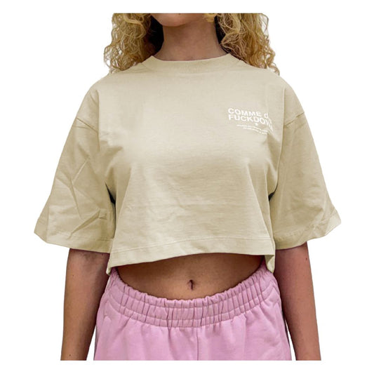 Comme Des Fuckdown Beige Cotton Women T-Shirt $137.00 Comme Des Fuckdown Luzworld