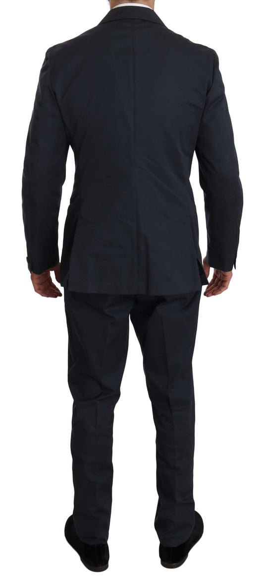 Romeo Gigli Two Piece 3 Button Cotton Blue Solid Suit $916.00 Romeo Gigli Luzworld