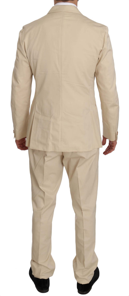 Romeo Gigli Two Piece 3 Button Beige Cotton Solid Suit $916.00 Romeo Gigli Luzworld