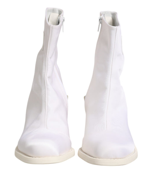 Maison Margiela White Square Heel Zip Ankle Boots Shoes $1246.00 Maison Margiela Luzworld