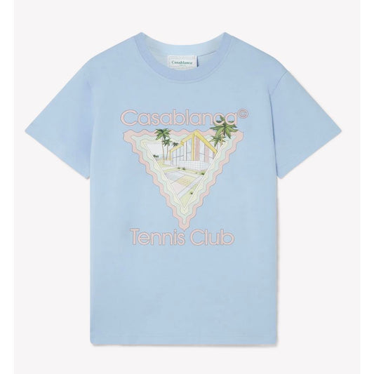 Casablanca Blue Cotton T-Shirt $529.00 Casablanca Luzworld