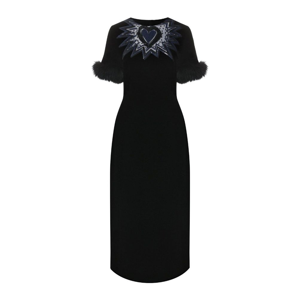 Fendi Fur Trim Velvet Midi Dress $5504.00 Fendi Luzworld