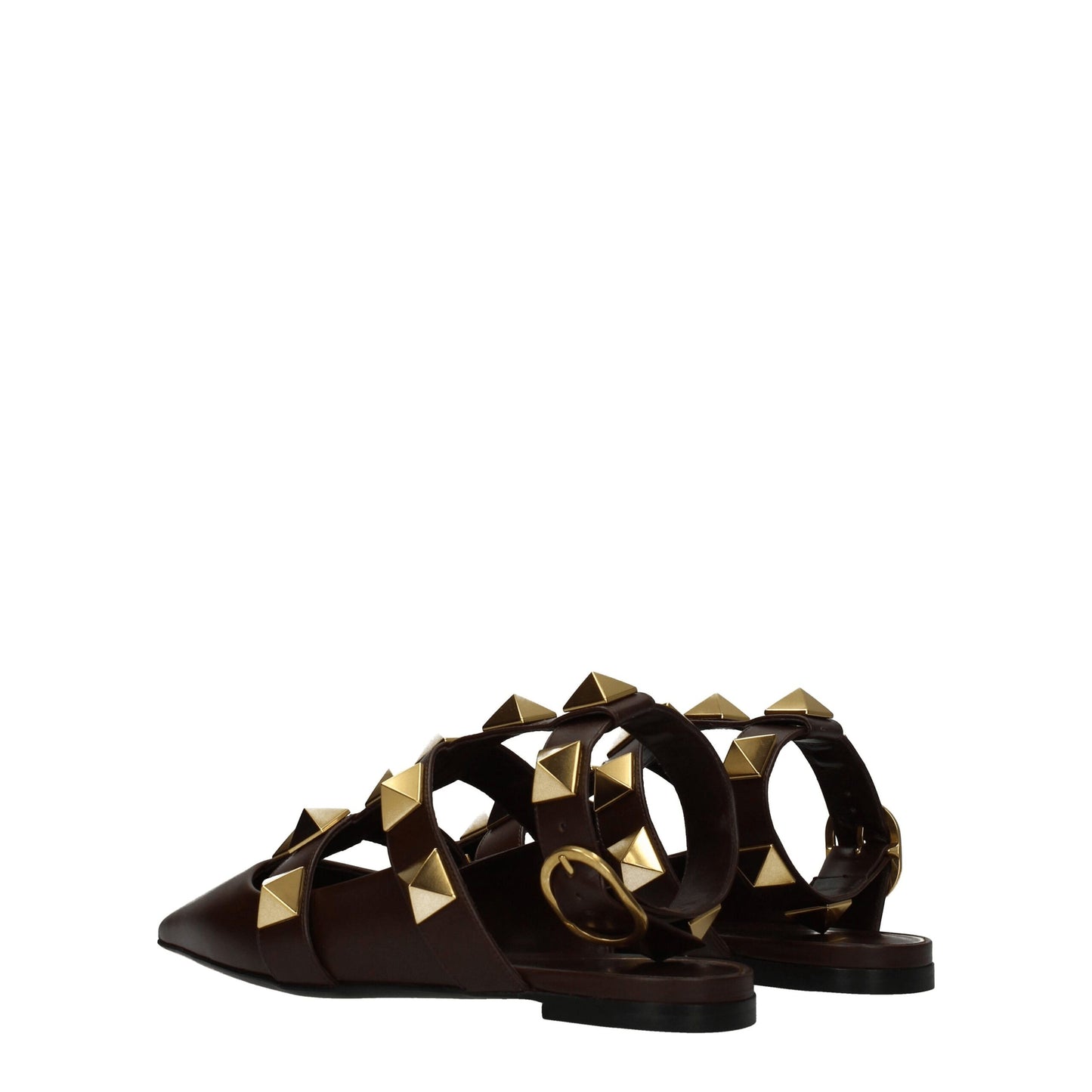 Valentino Garavani Brown Leather Flat Sandals $1738.00 Valentino Garavani Luzworld