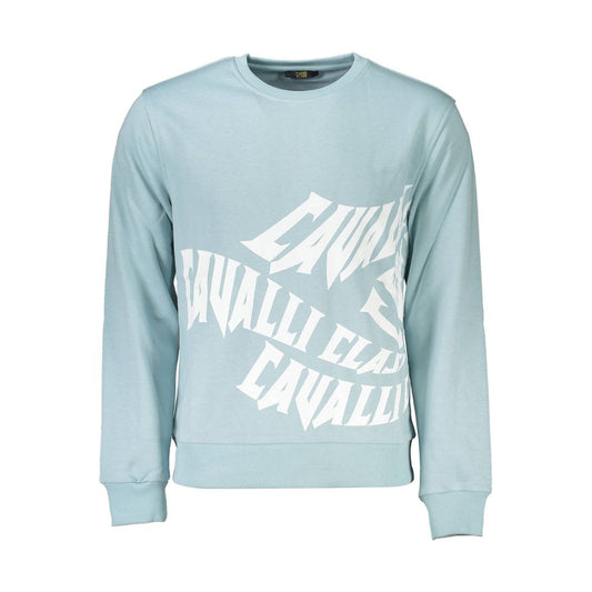 Cavalli Class Blue Cotton Men Sweater $223.00 Cavalli Class Luzworld