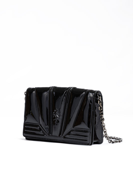 Ferrari Black GT patent leather bag with chain $2127.00 Ferrari Luzworld