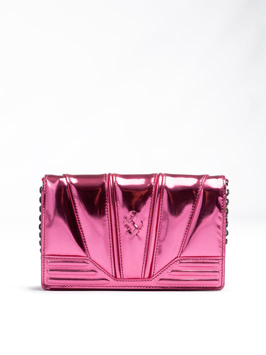 Ferrari Metal Pink GT patent leather bag with chain $2127.00 Ferrari Luzworld