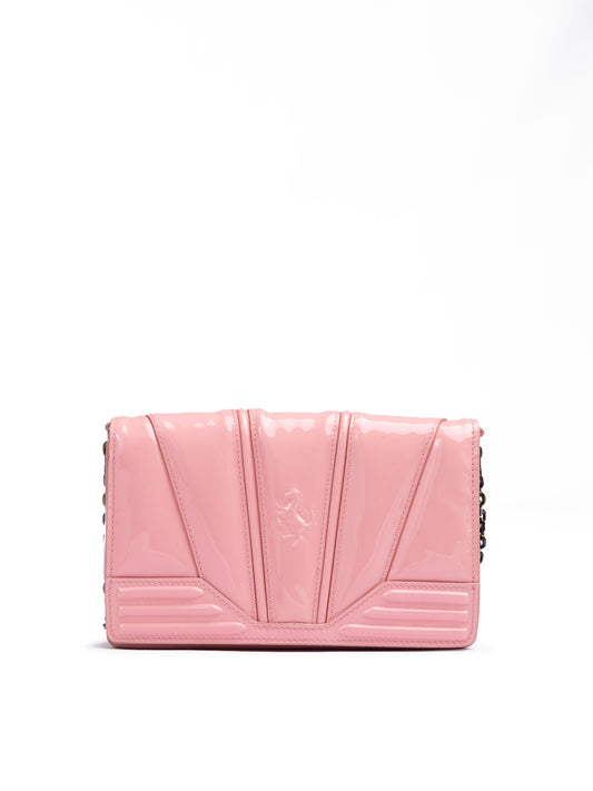 Ferrari Pink GT patent leather bag with chain $2127.00 Ferrari Luzworld