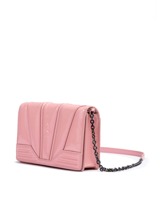 Ferrari Pink GT patent leather bag with chain $2127.00 Ferrari Luzworld