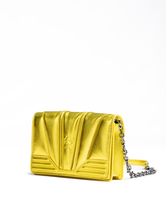 Ferrari Metal Yellow GT patent leather bag with chain $2127.00 Ferrari Luzworld