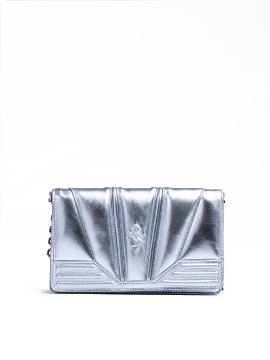 Ferrari Metal light blue GT patent leather bag with chain $2127.00 Ferrari Luzworld