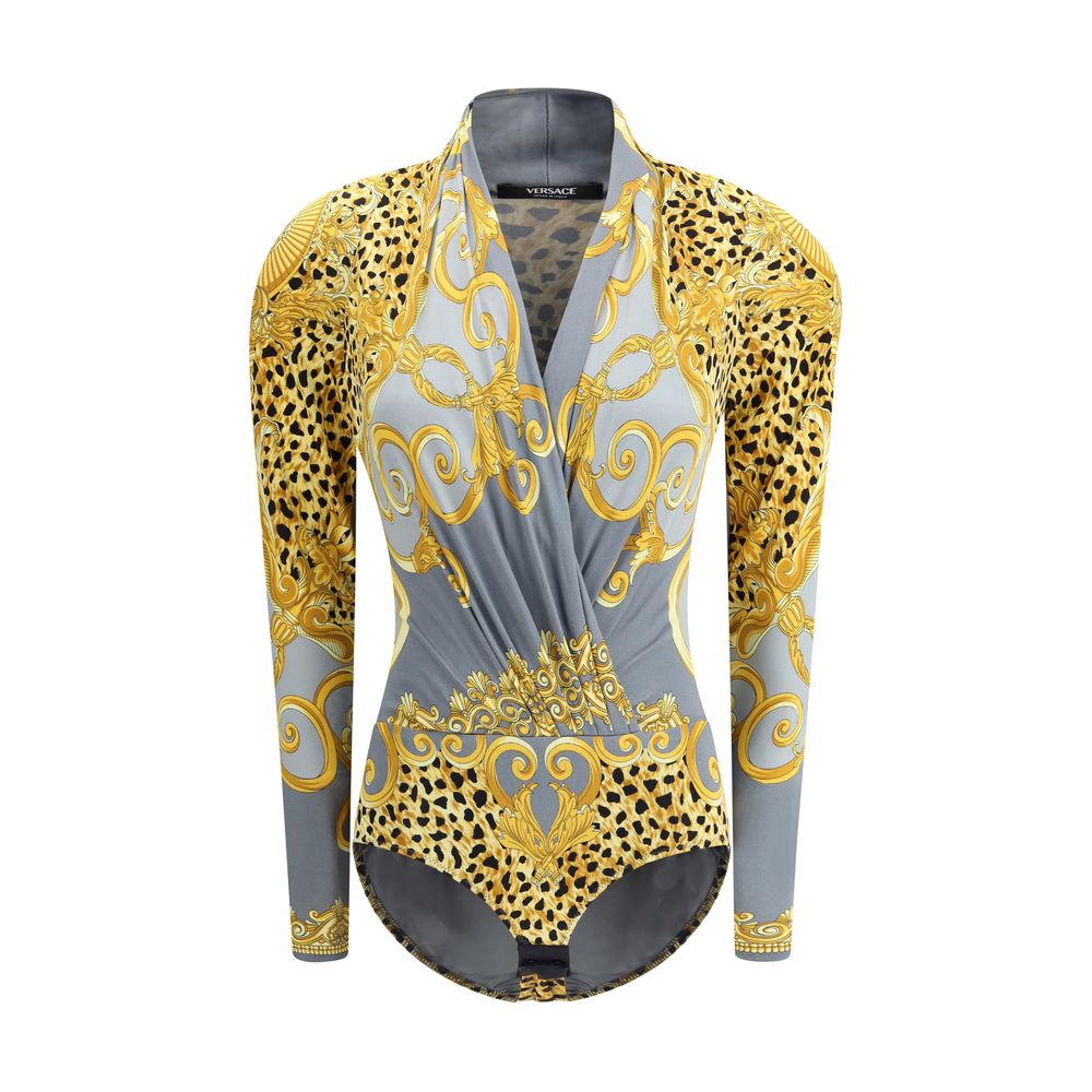 Versace Leopard draped Bodysuit $2008.00 Versace Luzworld