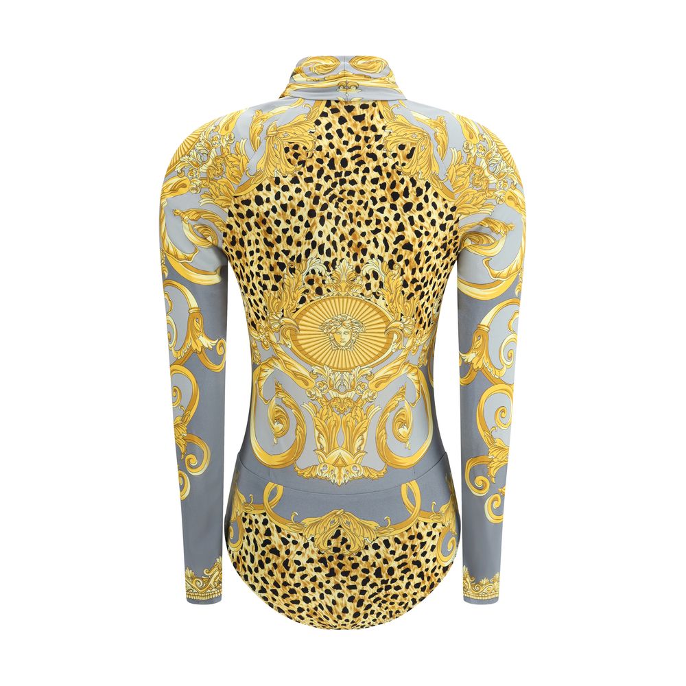 Versace Leopard draped Bodysuit $2008.00 Versace Luzworld