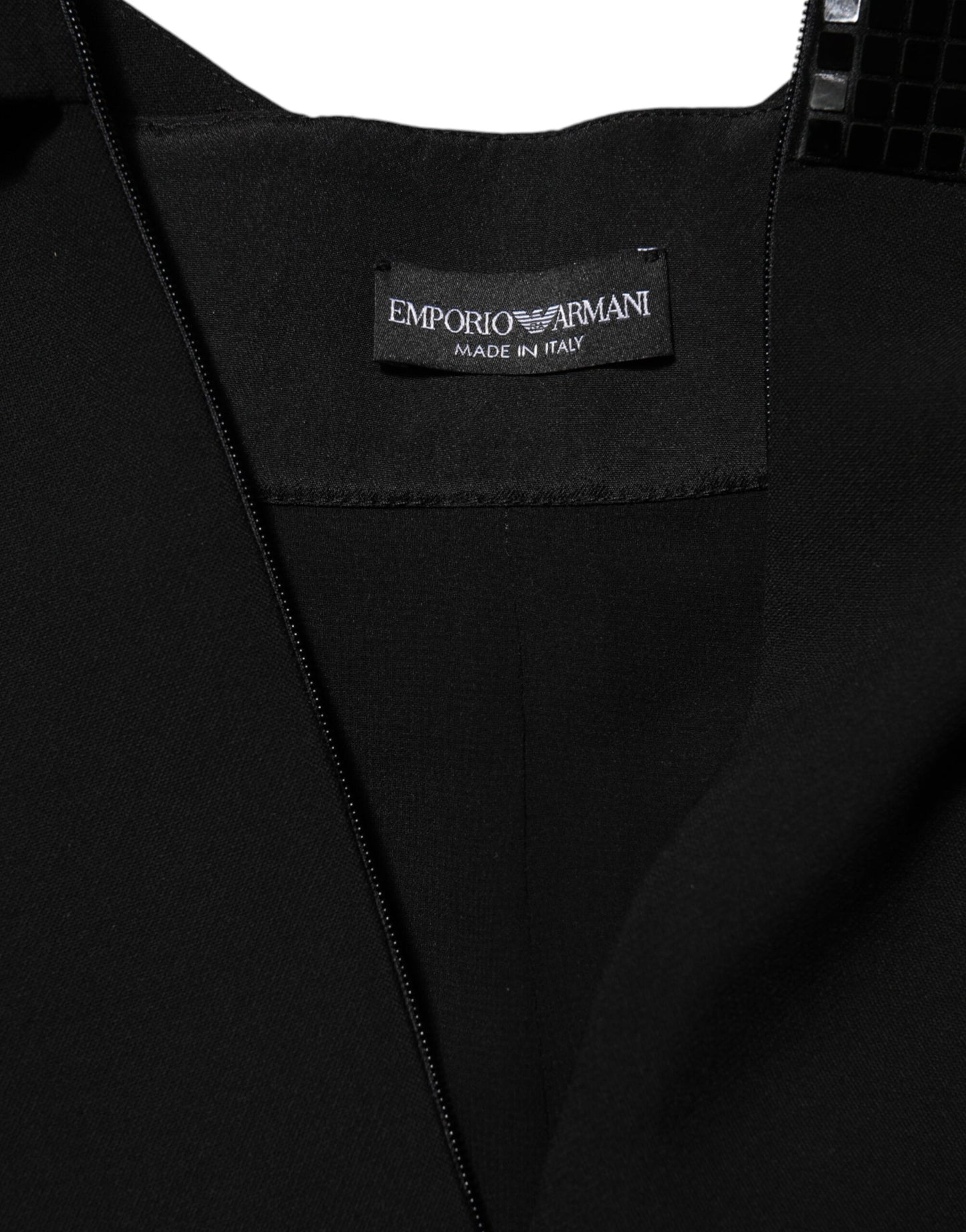 Emporio Armani Black Sheer Sleeve Belted V-Neck Mini Dress $1563.00 Emporio Armani Luzworld
