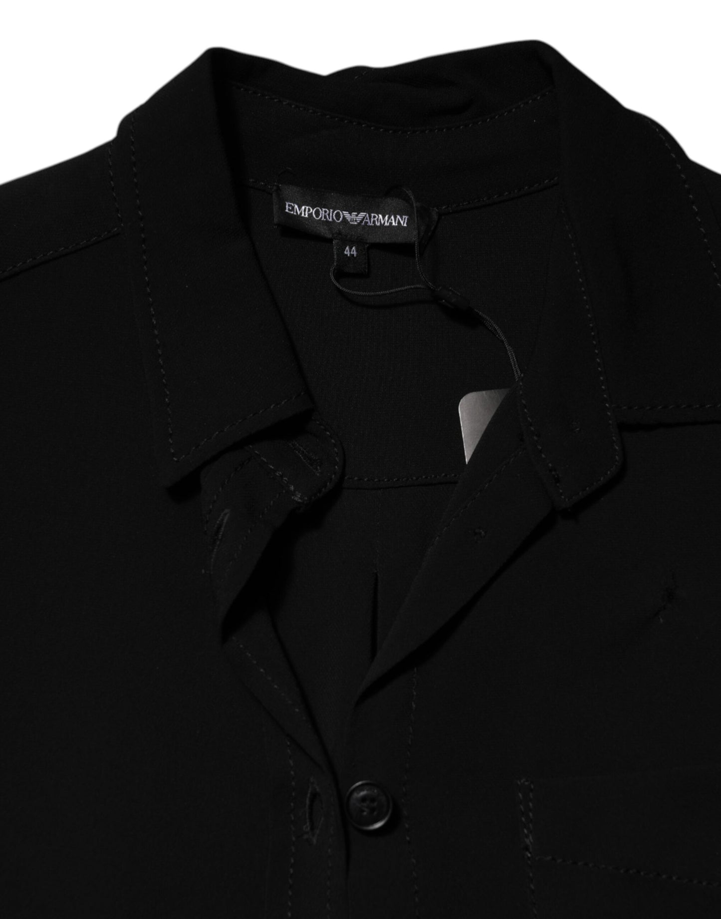 Emporio Armani Black Viscose Blend Shirt Style Belted Dress $1563.00 Emporio Armani Luzworld