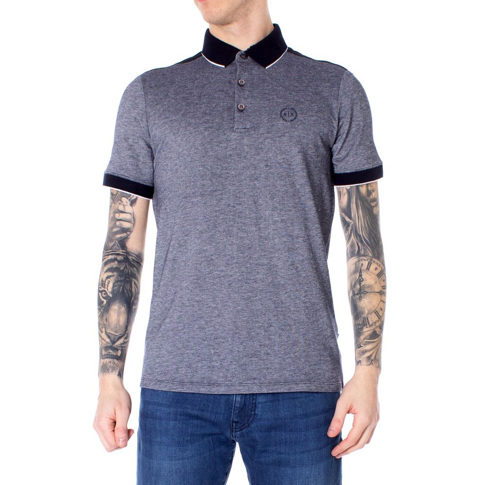 Armani Exchange Blue Cotton Polo Shirt $164.00 Armani Exchange Luzworld