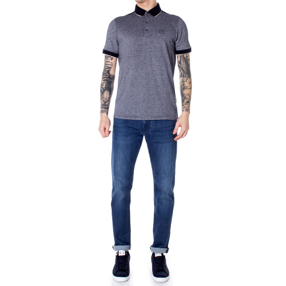 Armani Exchange Blue Cotton Polo Shirt $164.00 Armani Exchange Luzworld
