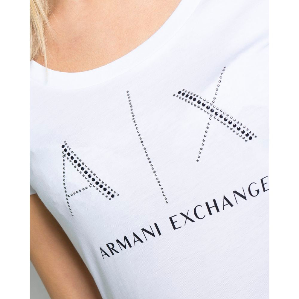 Armani Exchange White Cotton T-Shirt $151.00 Armani Exchange Luzworld