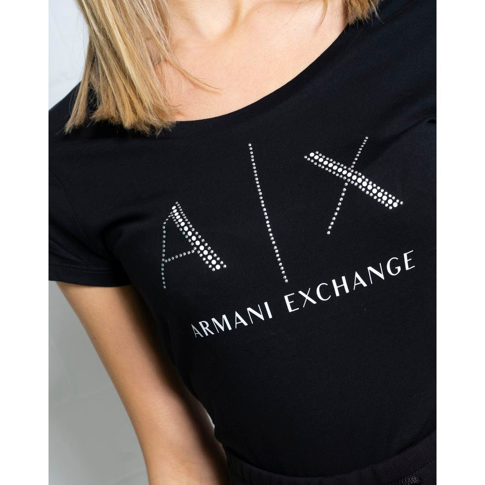 Armani Exchange Black Cotton T-Shirt $151.00 Armani Exchange Luzworld