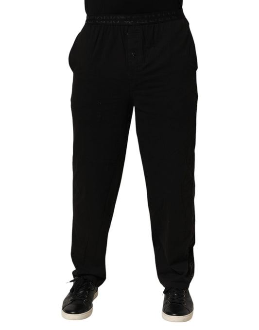 Emporio Armani Black Cotton Blend Logo Waistband Trouser Pants $707.00 Emporio Armani Luzworld