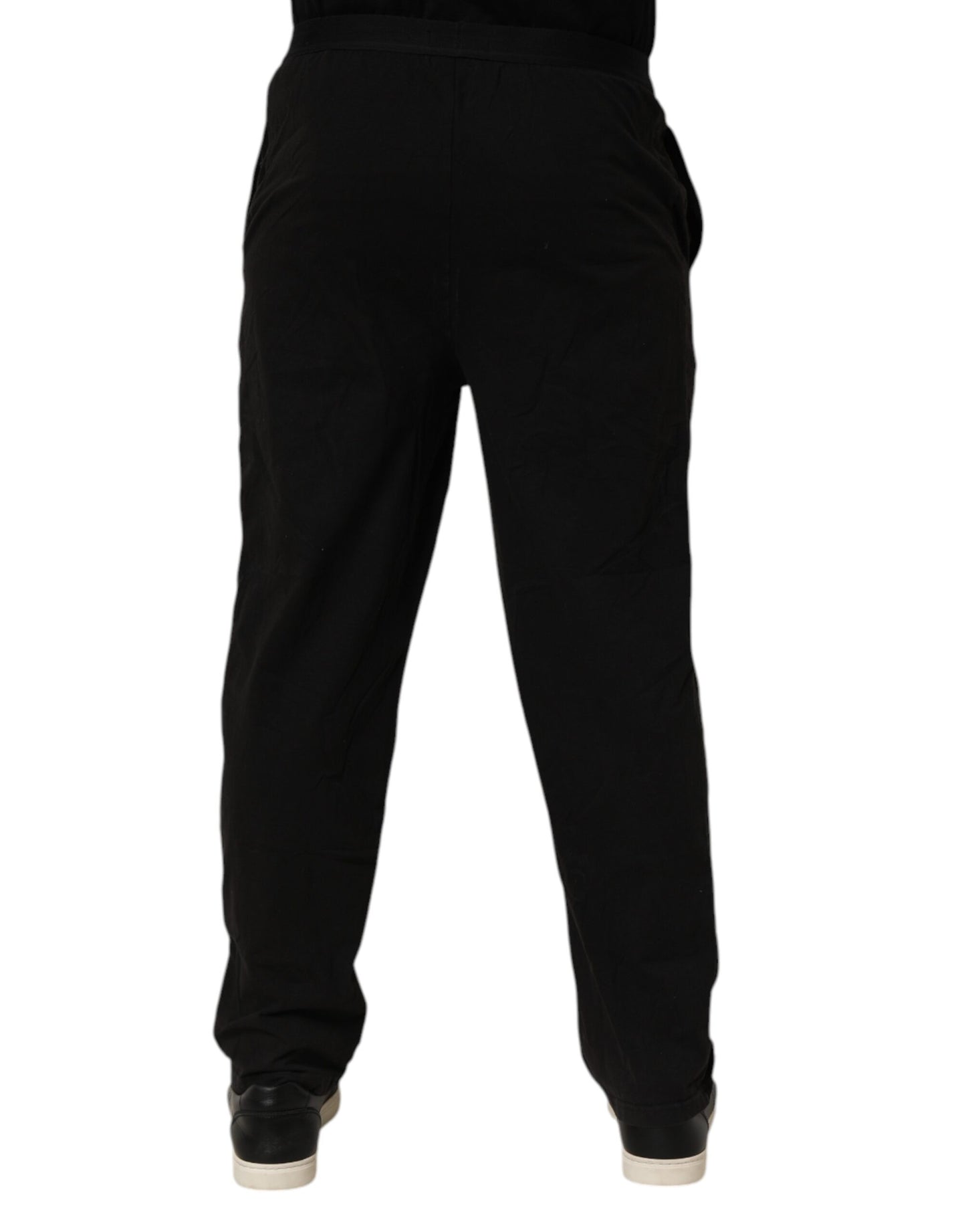 Emporio Armani Black Cotton Blend Logo Waistband Trouser Pants $707.00 Emporio Armani Luzworld