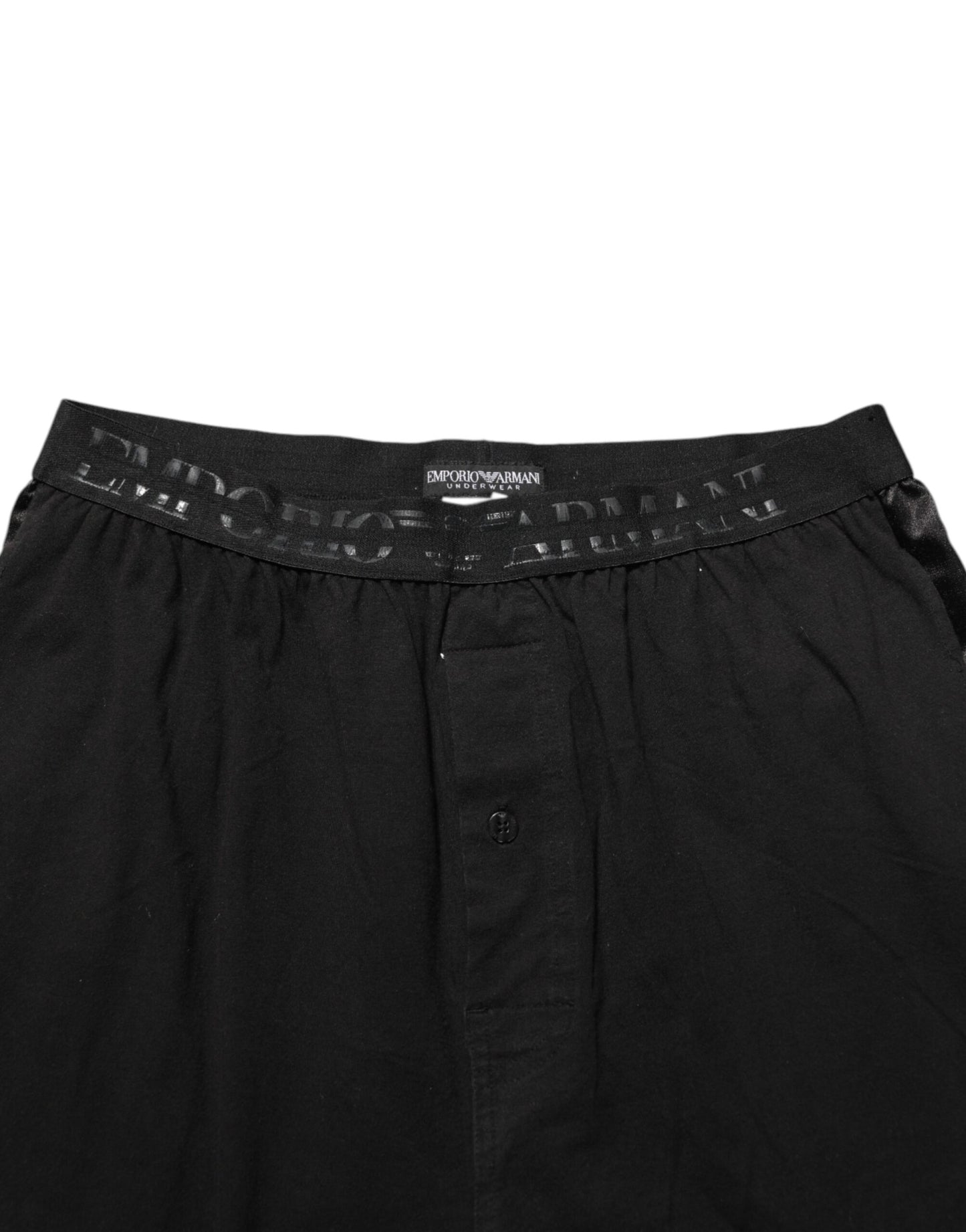 Emporio Armani Black Cotton Blend Logo Waistband Trouser Pants $707.00 Emporio Armani Luzworld