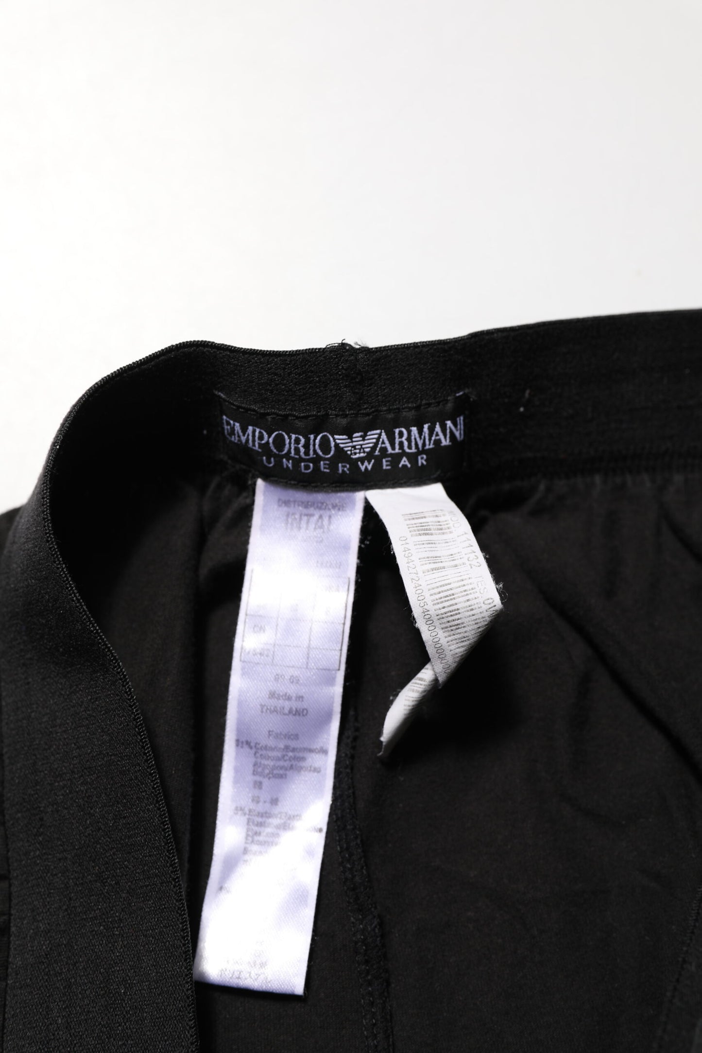 Emporio Armani Black Cotton Blend Logo Waistband Trouser Pants $707.00 Emporio Armani Luzworld