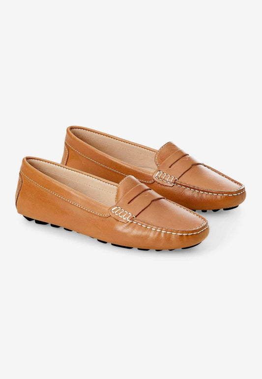Mangará Atelier Beige Calf Leather Penny Loafers – Women’S Classic Driving Shoes