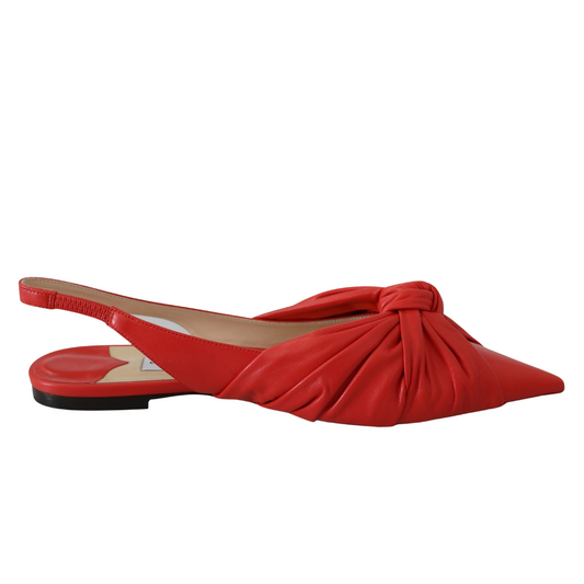 Jimmy Choo Chic Red Pointed Toe Leather Flats $1608.00 Jimmy Choo Luzworld