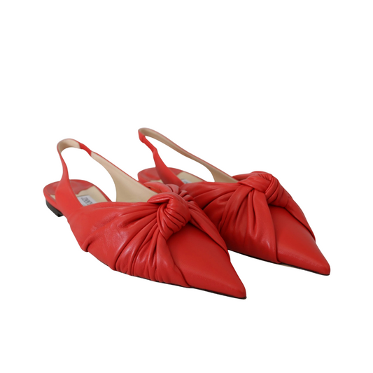 Jimmy Choo Chic Red Pointed Toe Leather Flats $1608.00 Jimmy Choo Luzworld