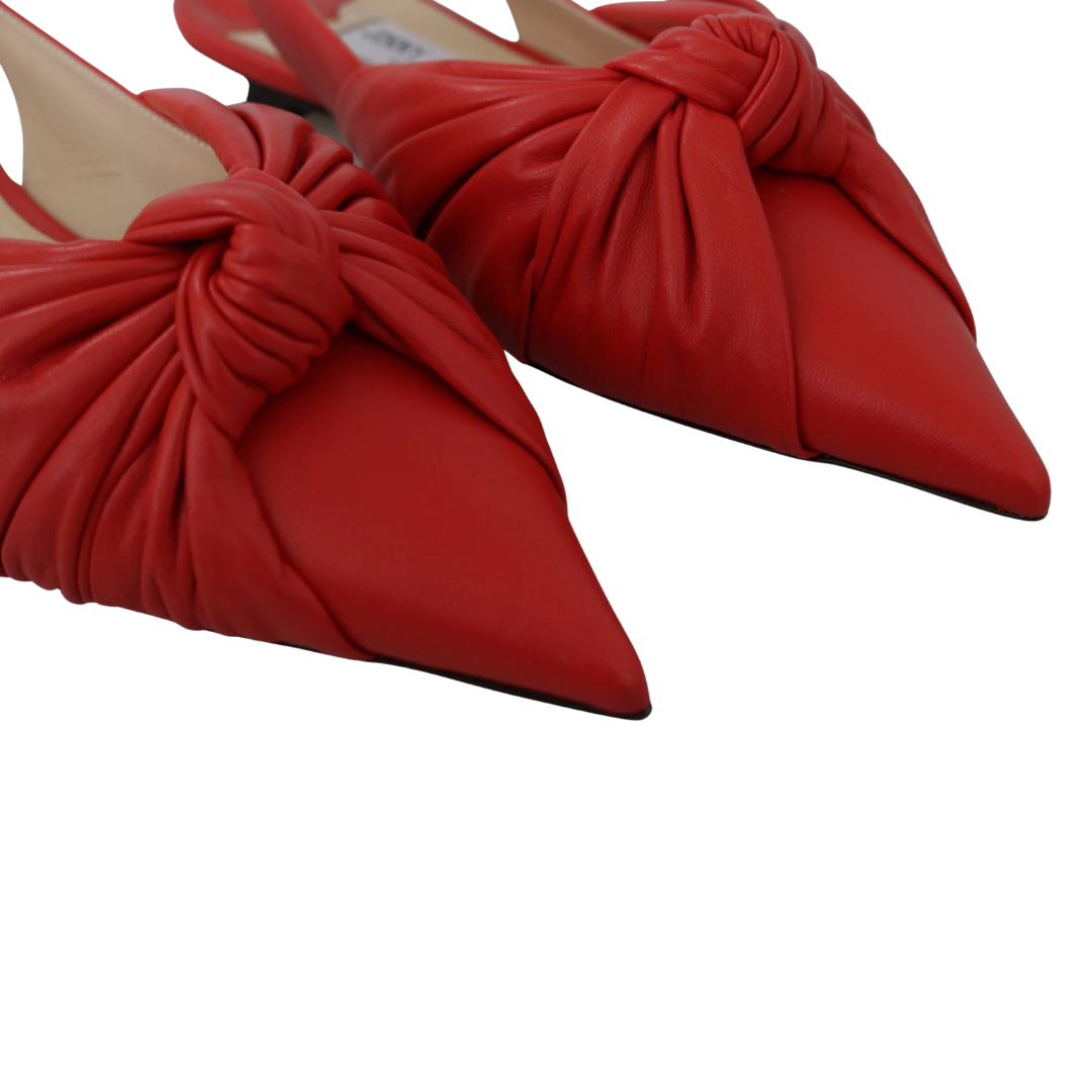 Jimmy Choo Chic Red Pointed Toe Leather Flats $1608.00 Jimmy Choo Luzworld