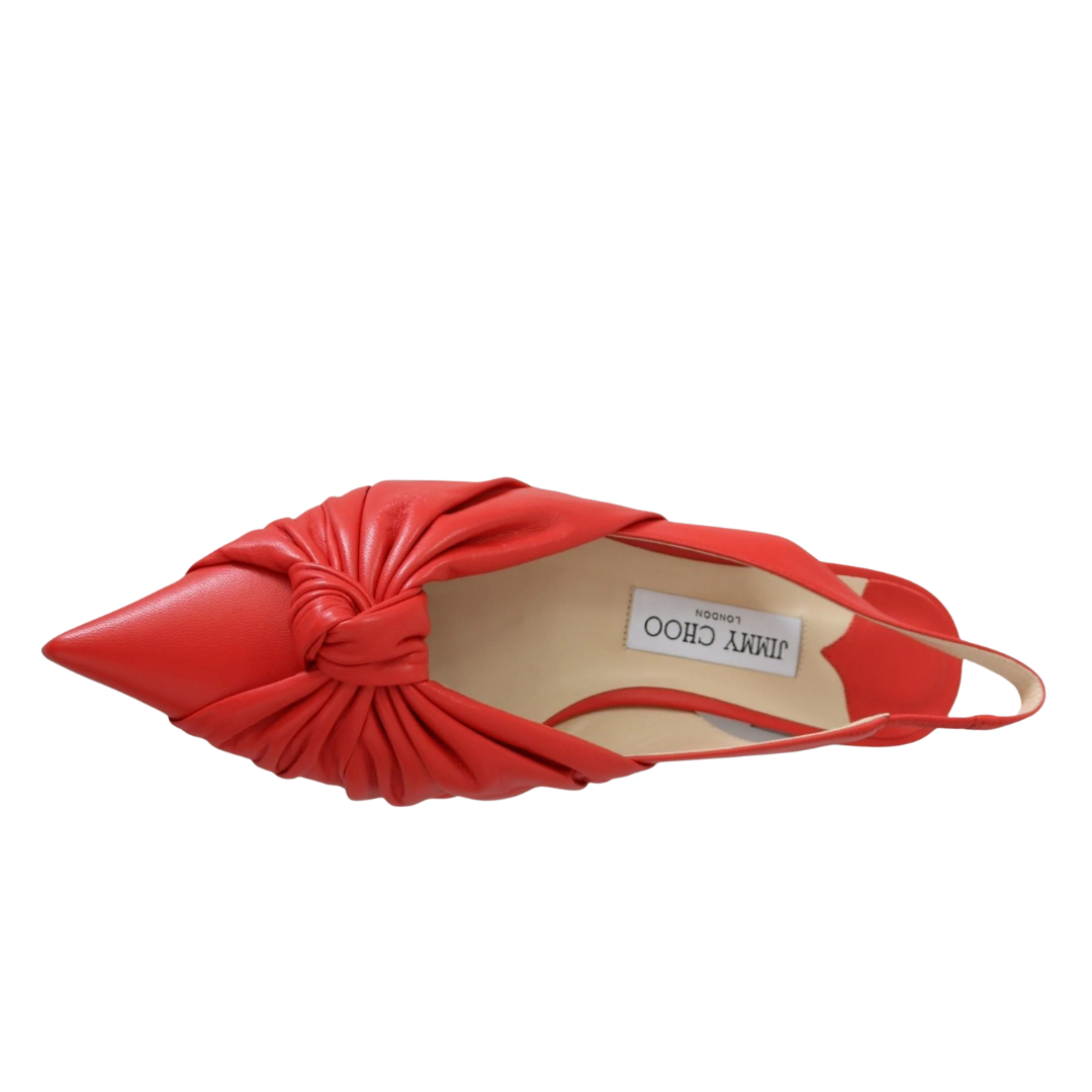 Jimmy Choo Chic Red Pointed Toe Leather Flats $1608.00 Jimmy Choo Luzworld
