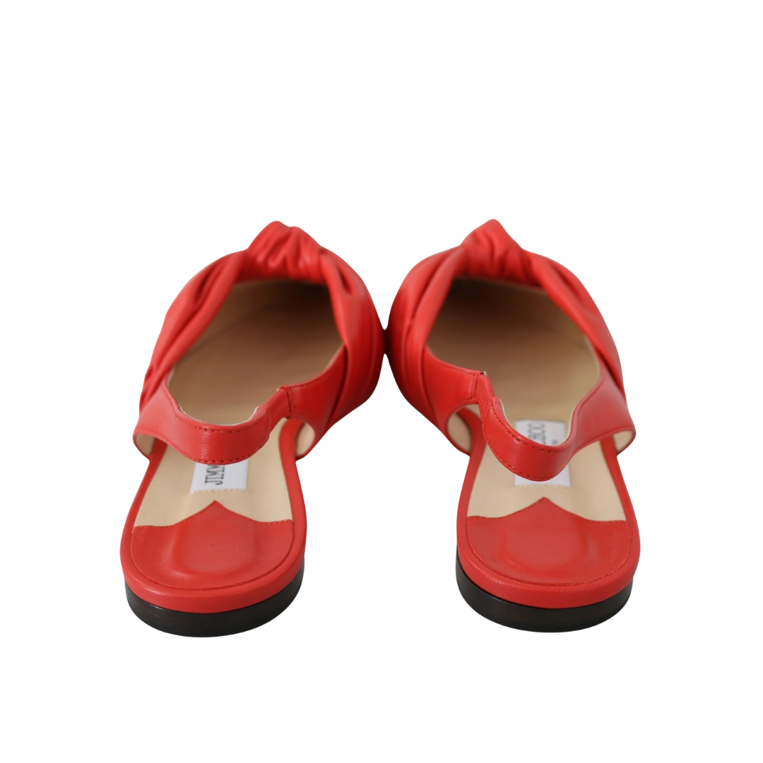 Jimmy Choo Chic Red Pointed Toe Leather Flats $1608.00 Jimmy Choo Luzworld