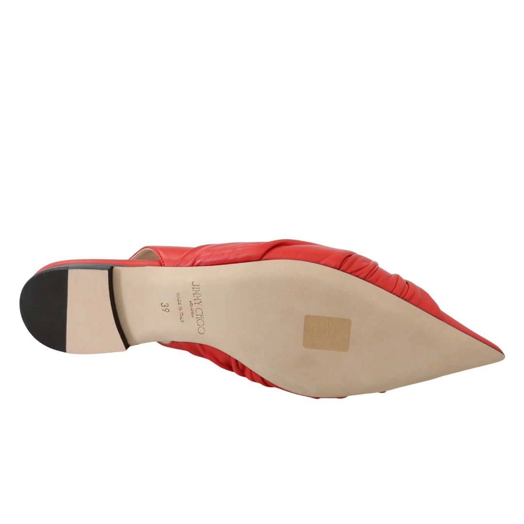 Jimmy Choo Chic Red Pointed Toe Leather Flats $1608.00 Jimmy Choo Luzworld