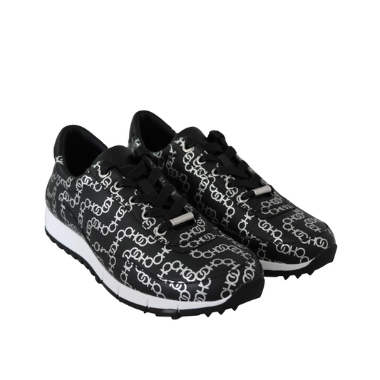 Jimmy Choo Elegant Black & Silver Leather Sneakers $945.00 Jimmy Choo Luzworld