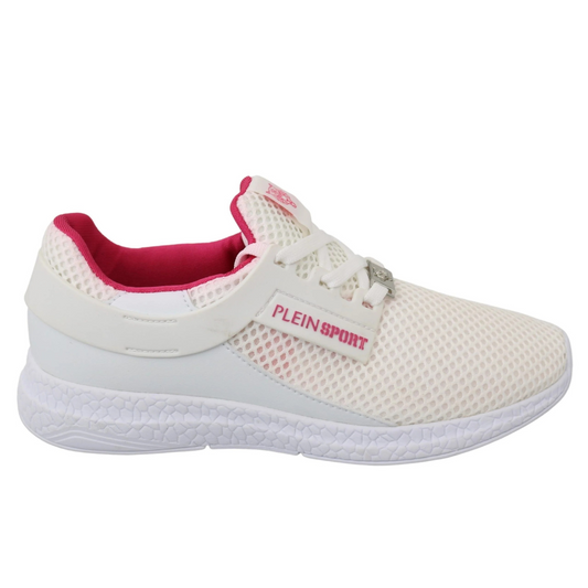 Philipp Plein White Pink Polyester Becky Sneakers Shoes $791.00 Philipp Plein Luzworld